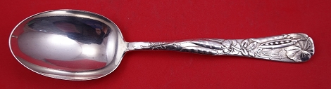 Vegetable Serving Spoon rare w/ peapod motif 9 1/2